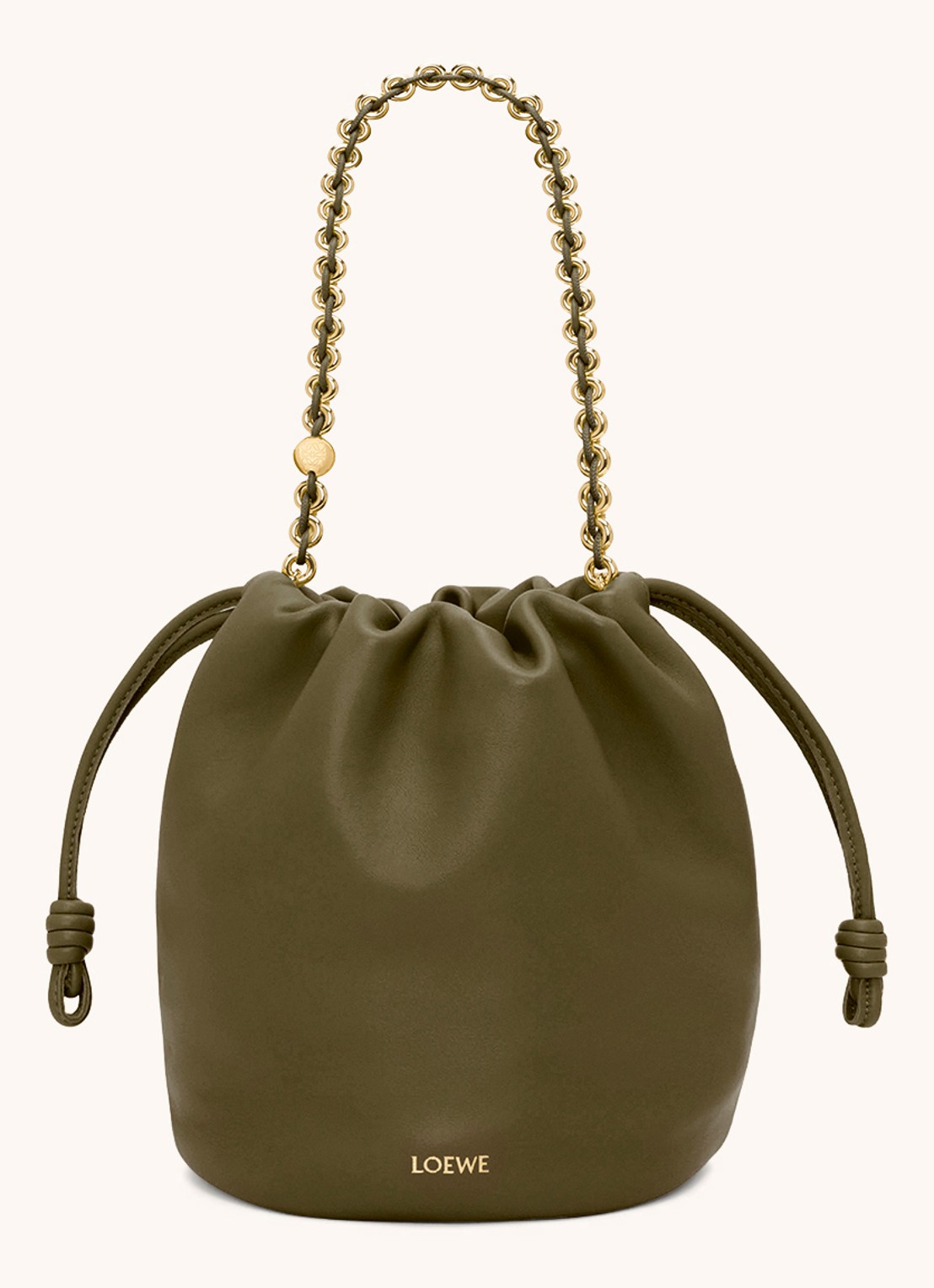 LOEWE Flamenco Purse Bucket crossbodytas van lamsleer - voorkant 8 bronsgroen