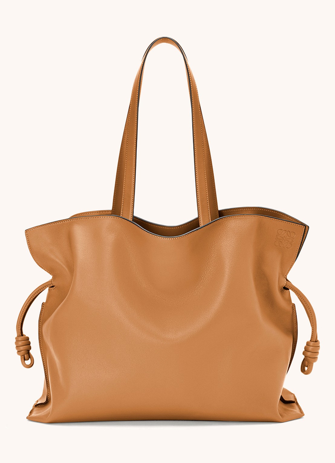 LOEWE Flamenco XL schoudertas van kalfsleer - achterkant 3 lichtbruin