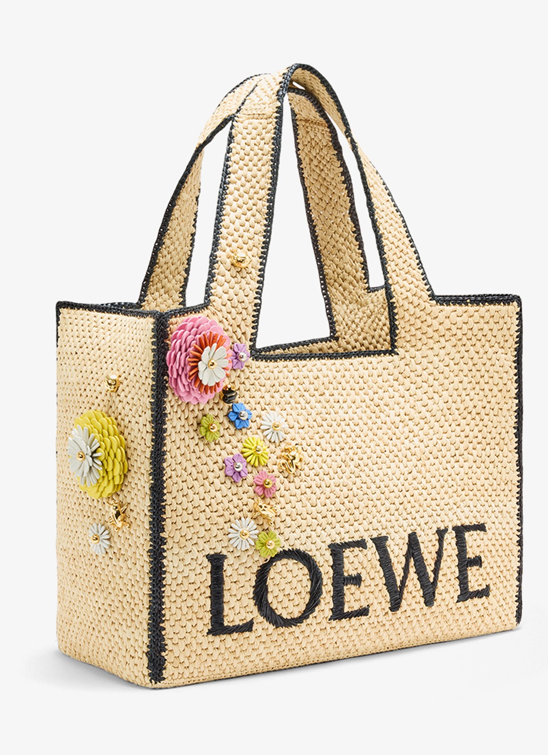 LOEWE Flower tasbedel van kalfsleer - voorkant 2 blauw