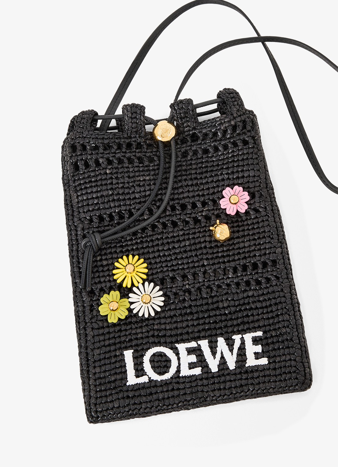 LOEWE Flower tasbedel van kalfsleer - voorkant 2 paars