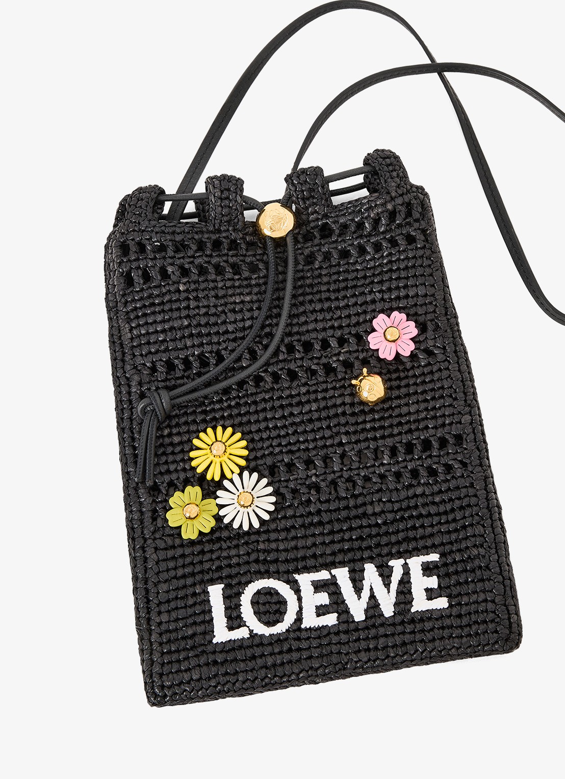 LOEWE Flower tasbedel van kalfsleer - detail 6 roze