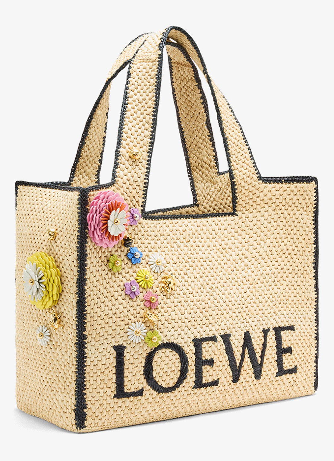 LOEWE Flower tasbedel van kalfsleer - detail 5 wit