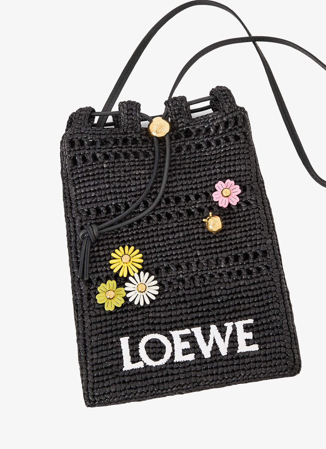 LOEWE Flower tasbedel van kalfsleer - detail 4 geel