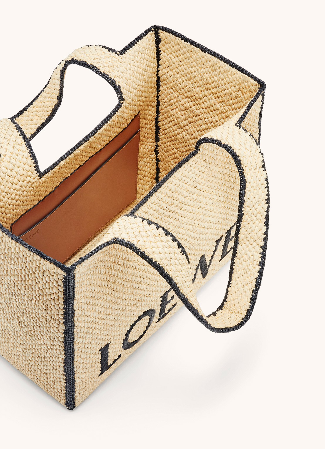 LOEWE Font Large shopper van raffia met logo - detail 5 beige