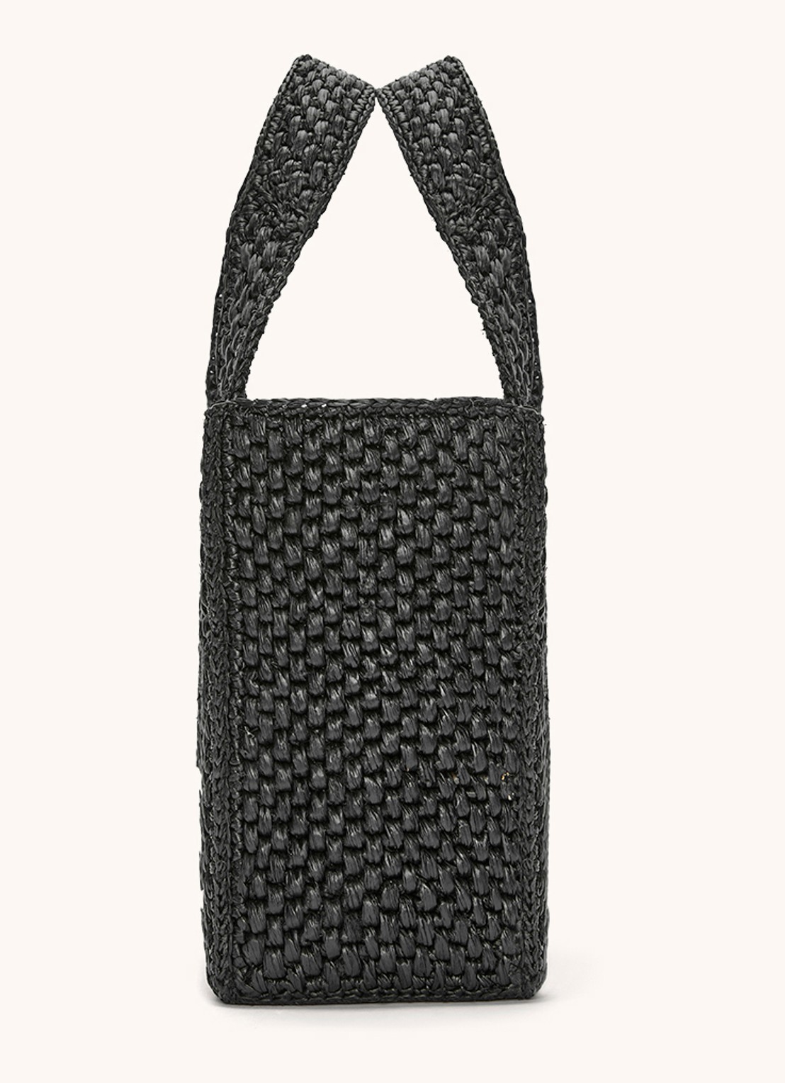 LOEWE Font Small shopper van raffia met afneembare schouderriem - detail 4 zwart