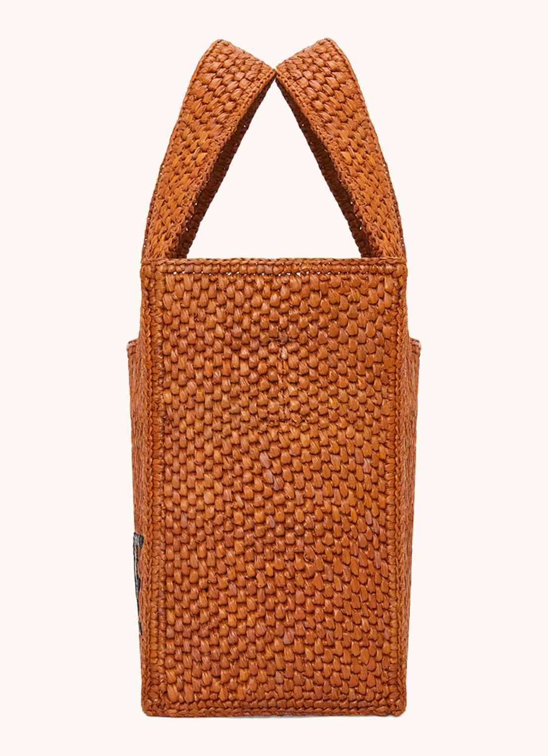 LOEWE Font Small shopper van raffia met afneembare schouderriem - detail 2 cognac