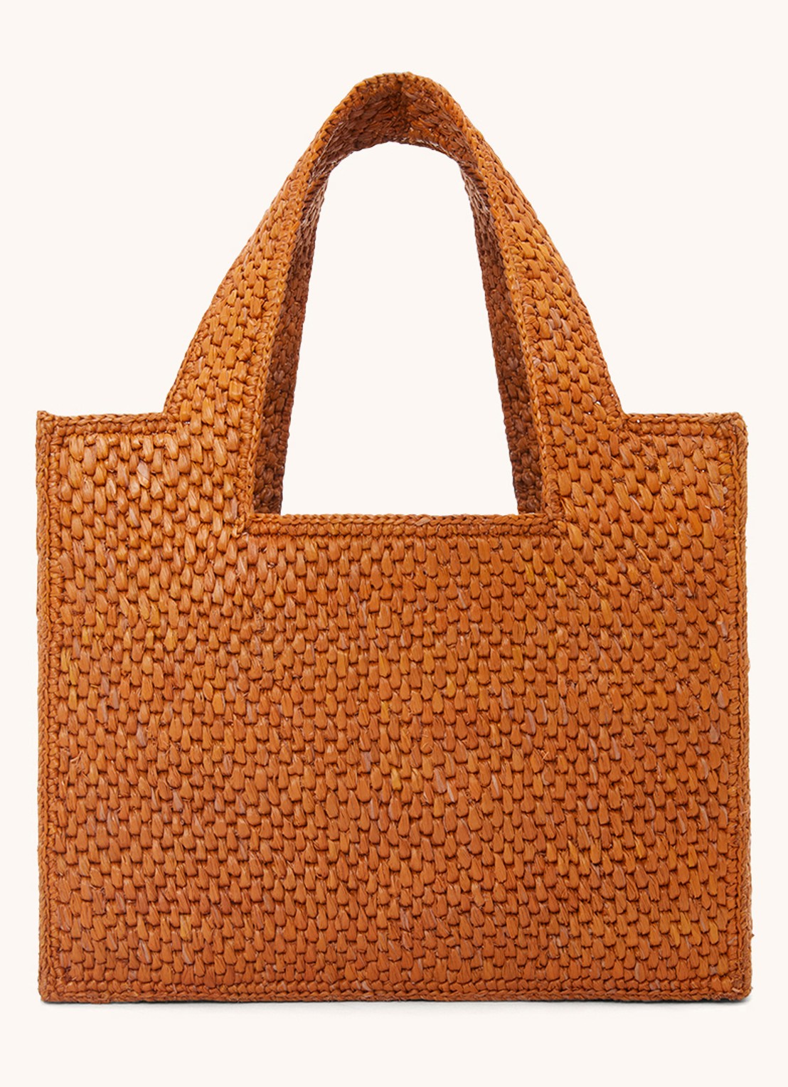 LOEWE Font Small shopper van raffia met afneembare schouderriem - detail 3 cognac