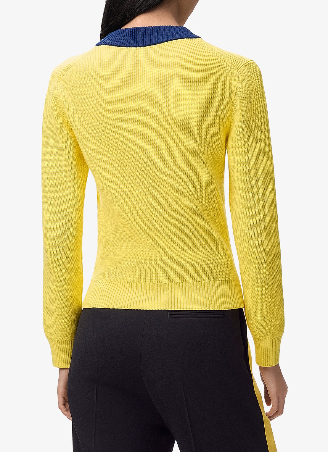 LOEWE Grofgebreide pullover in wolblend met V-hals - achterkant 5 geel