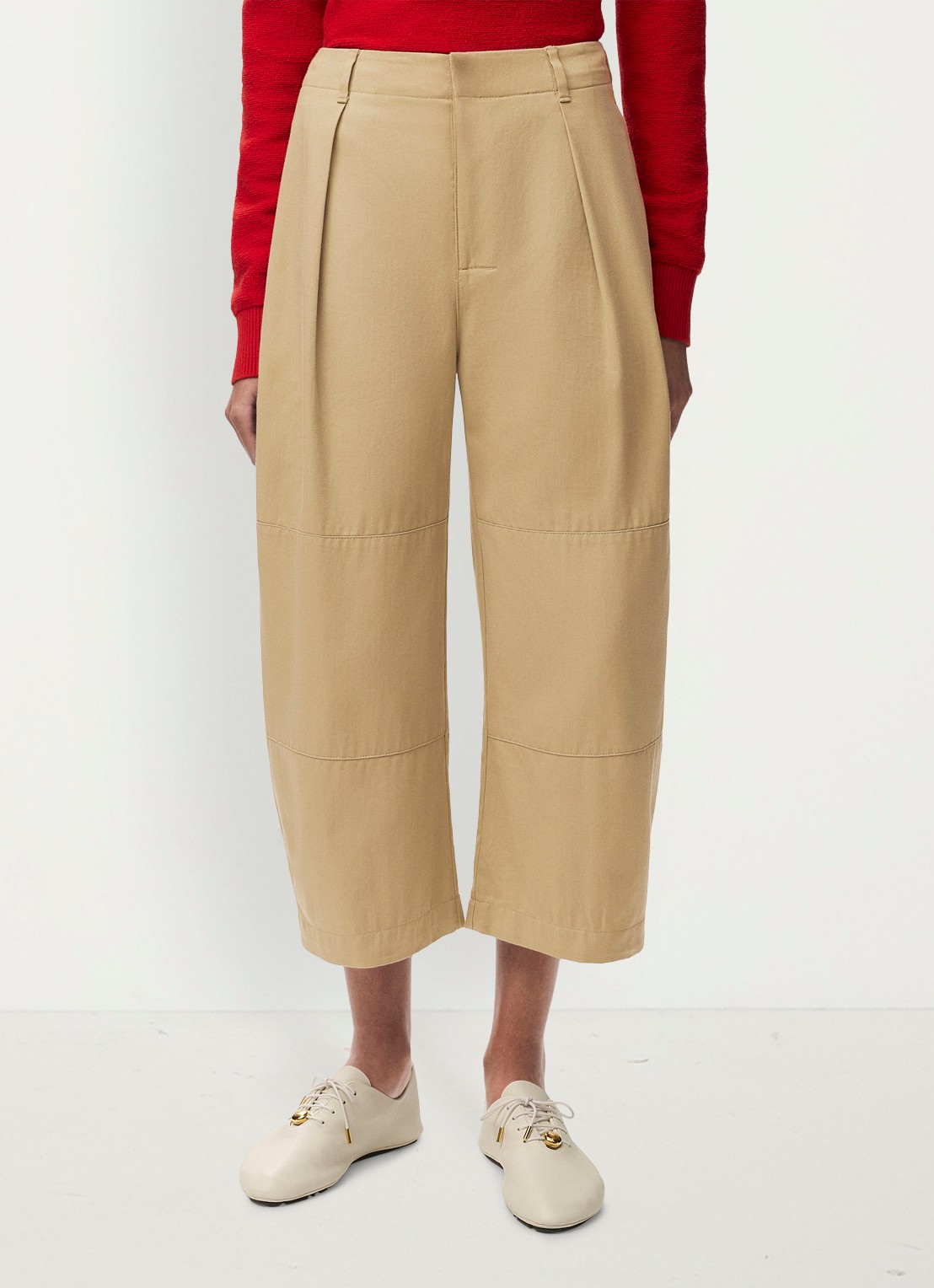 LOEWE High waist balloon fit cropped pantalon met steekzakken - detail 2 beige