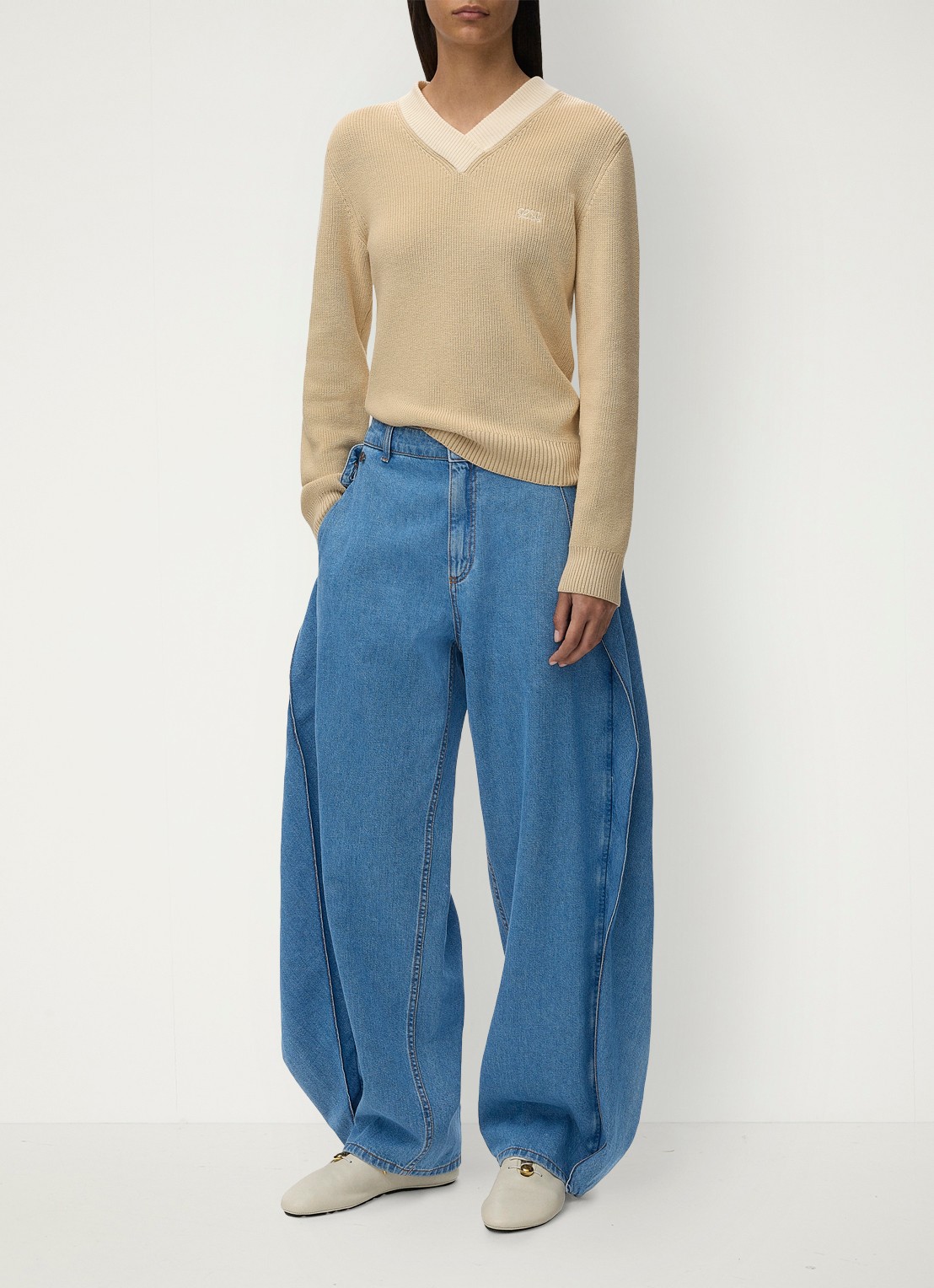 LOEWE High waist balloon fit jeans met medium wassing - voorkant 5 indigo