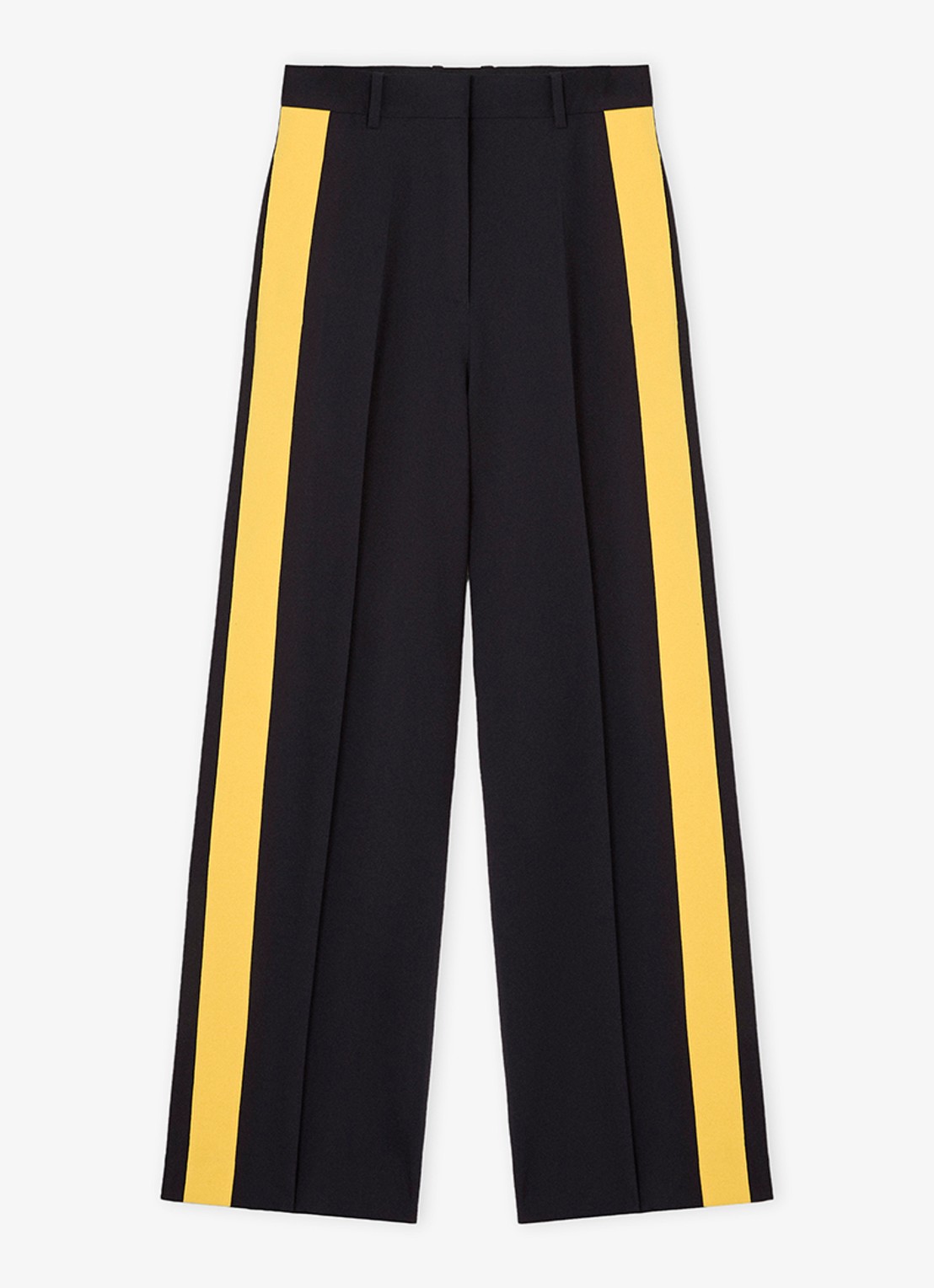 LOEWE High waist straight fit pantalon in wolblend met persplooi - voorkant donkerblauw