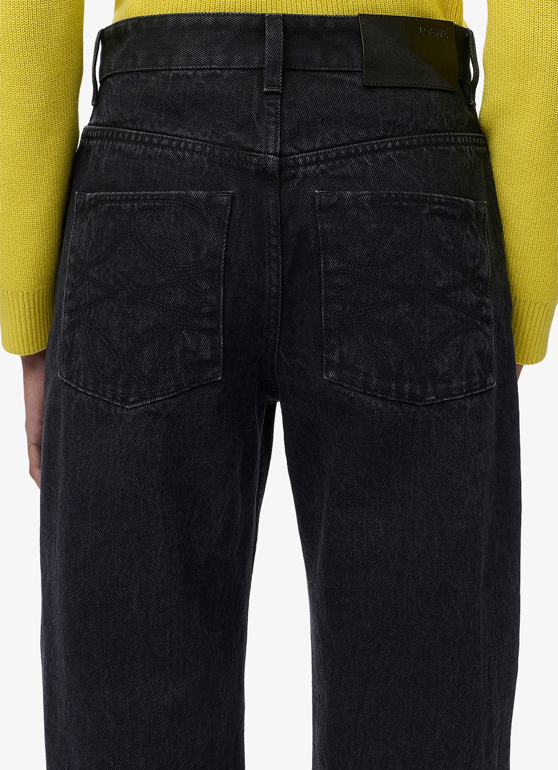 LOEWE High waist straight leg jeans met gekleurde wassing - detail 4 zwart