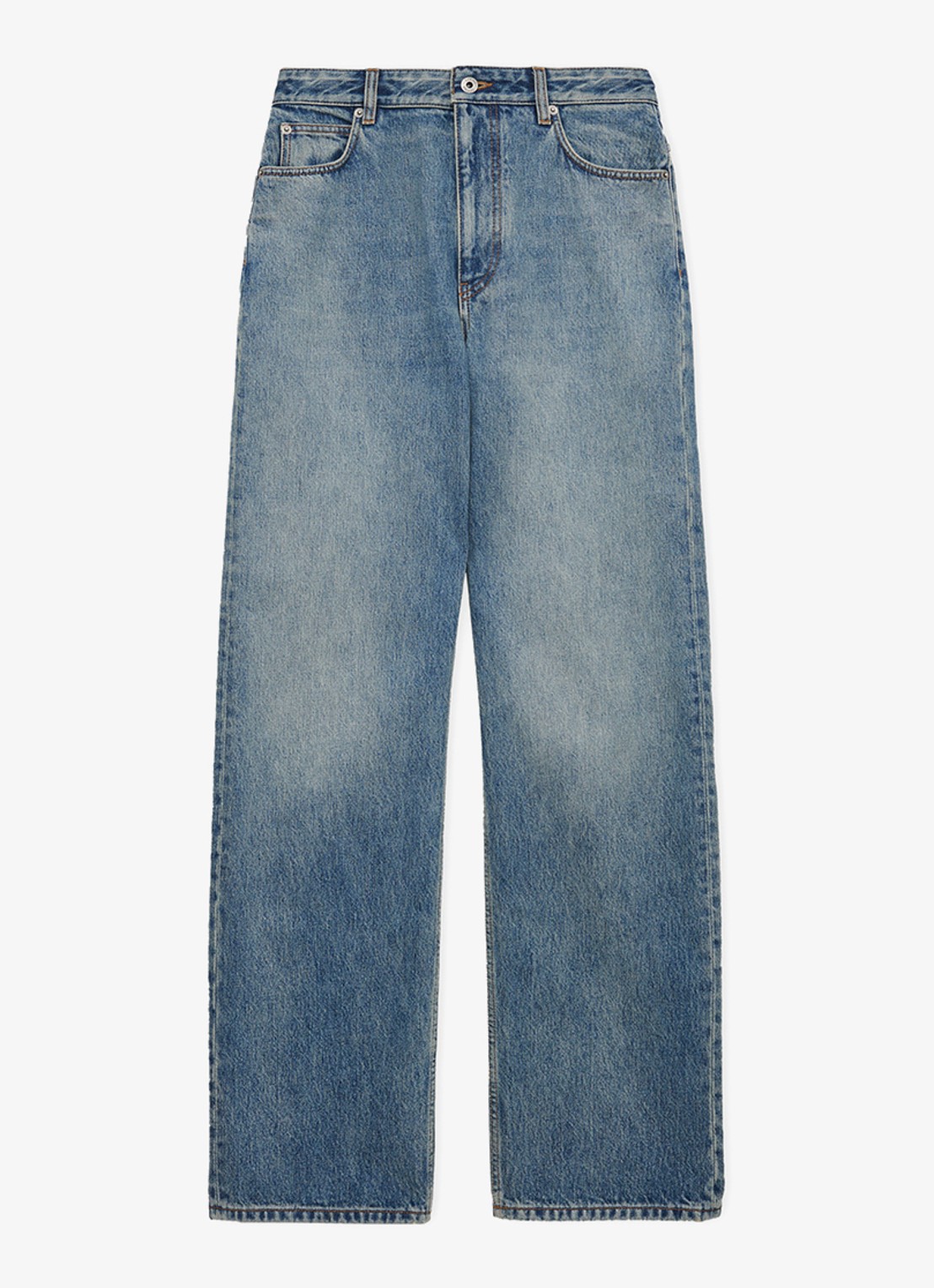LOEWE High waist straight leg jeans met medium wassingg - voorkant 3 indigo