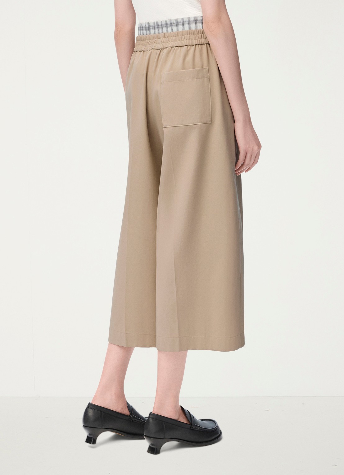 LOEWE High waist wide fit culotte met contrast - achterkant beige