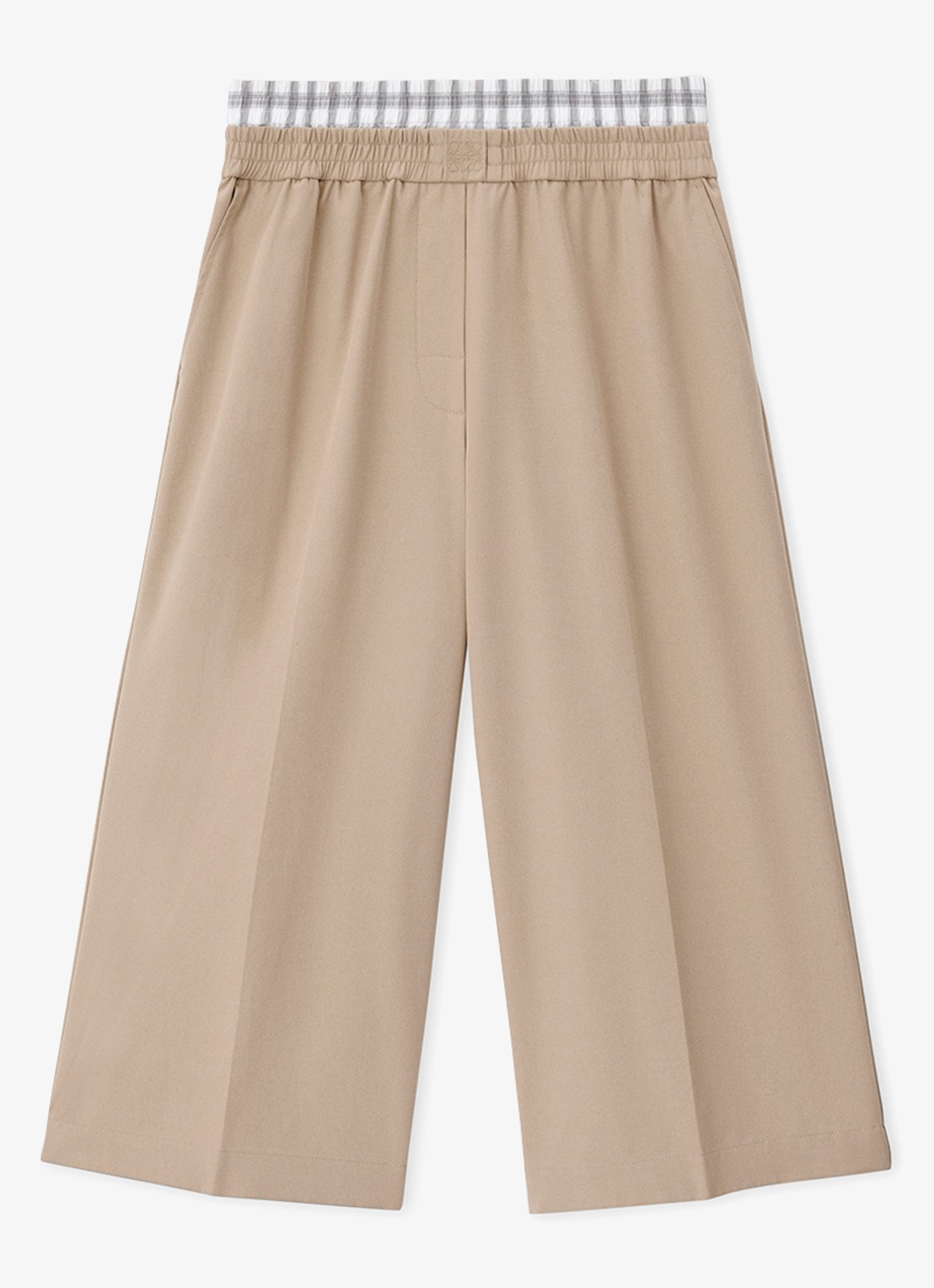 LOEWE High waist wide fit culotte met contrast - voorkant 2 beige