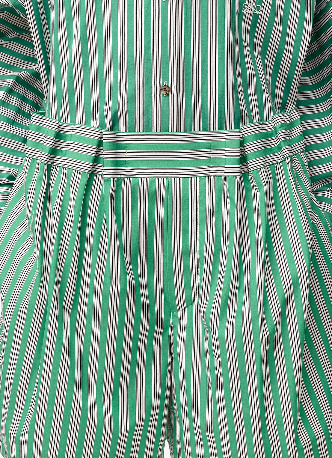 LOEWE High waist wide fit korte broek met streepprint - detail 4 groen