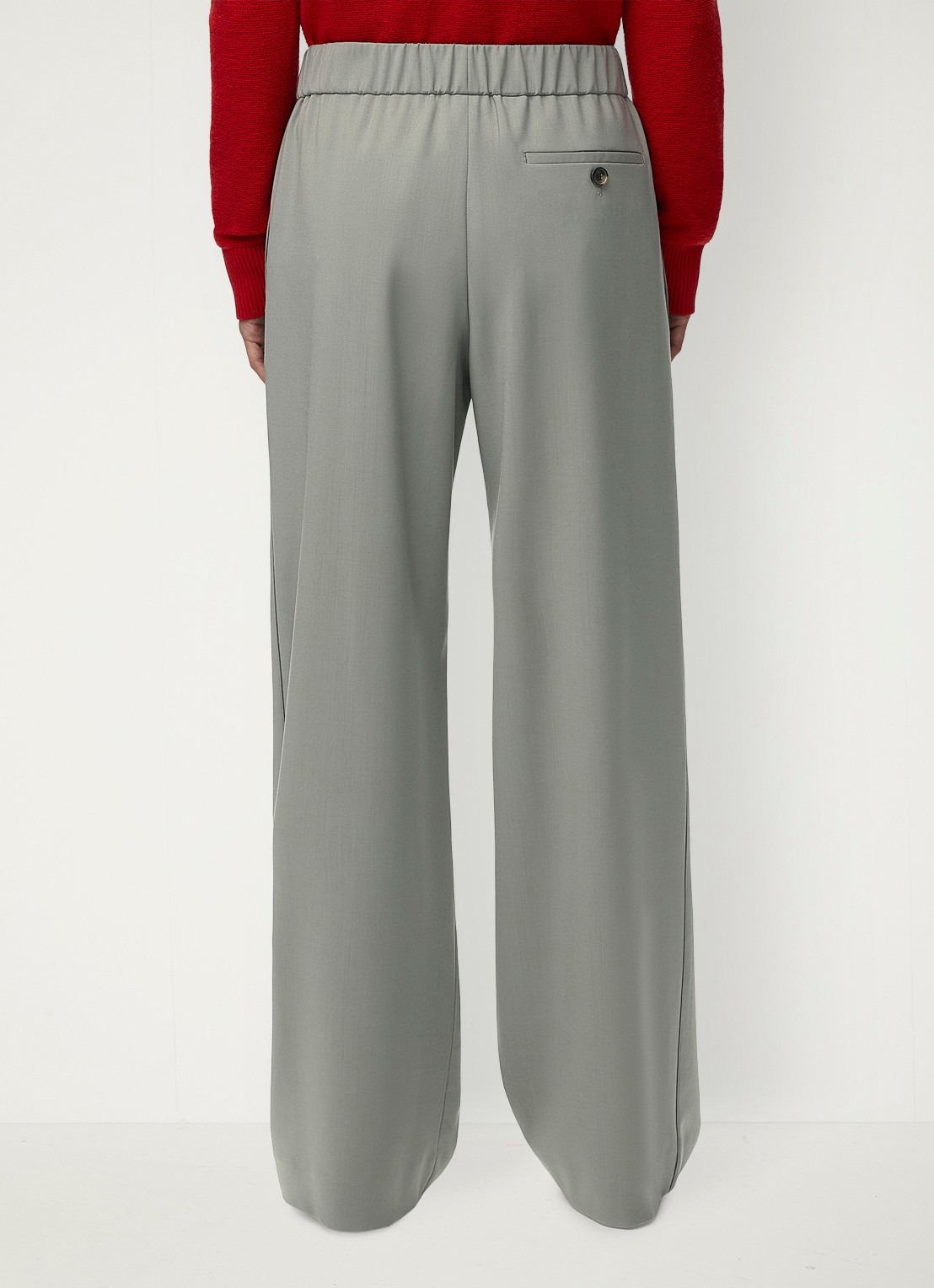 LOEWE High waist wide fit pantalon in wolblend met logo - achterkant grijs