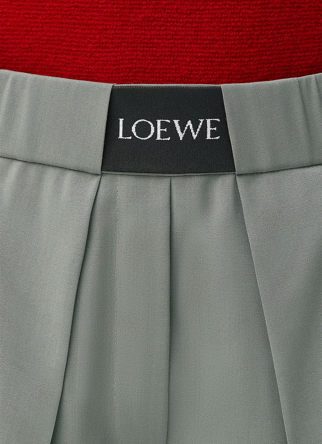 LOEWE High waist wide fit pantalon in wolblend met logo - detail 3 grijs