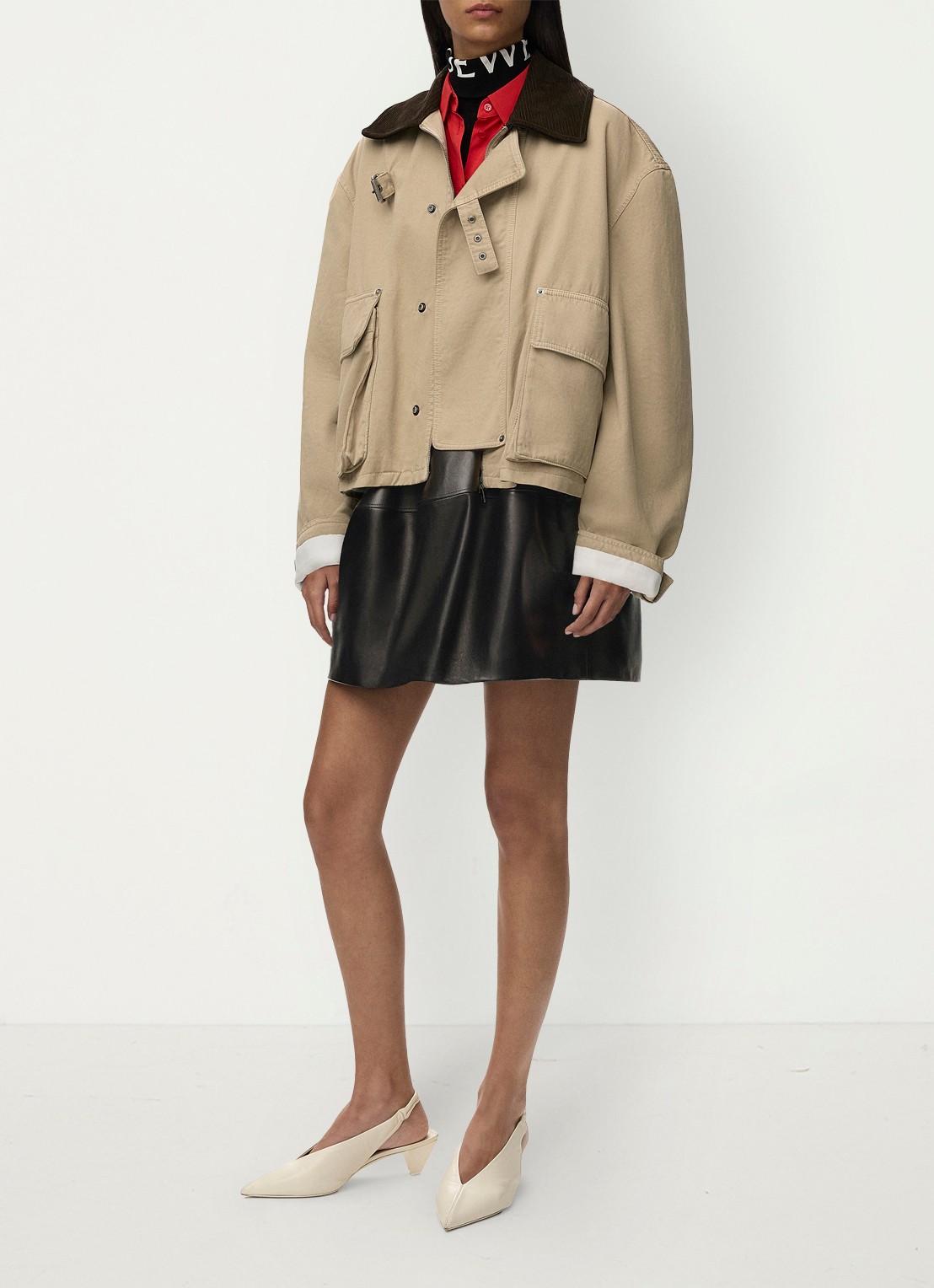 LOEWE Jack met details van corduroy en opgestikte zakken - voorkant 4 beige