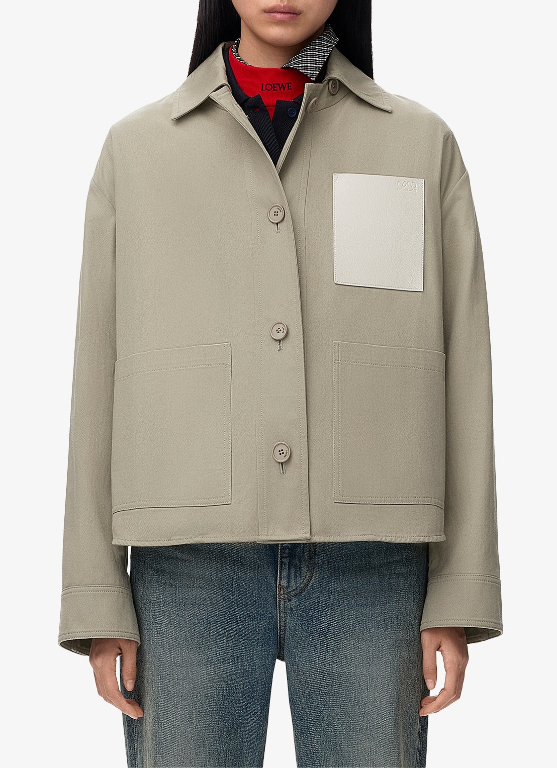 LOEWE Jack met details van kalfsleer en trekkoord - detail 3 khaki