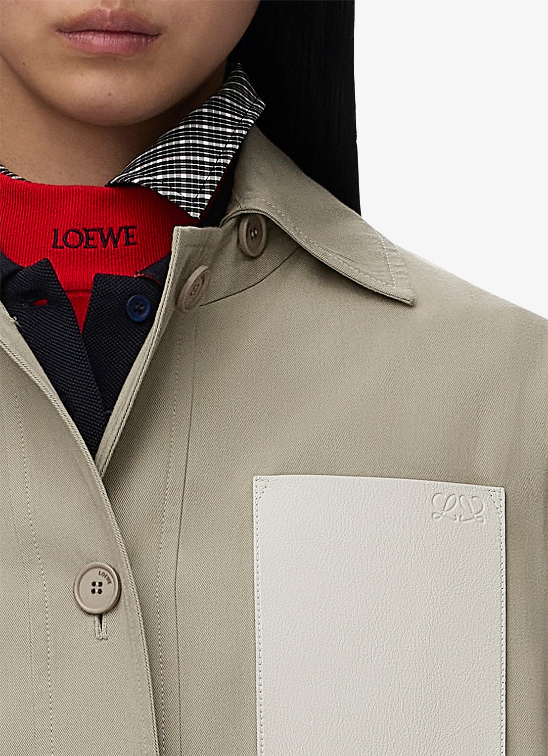 LOEWE Jack met details van kalfsleer en trekkoord - detail 5 khaki