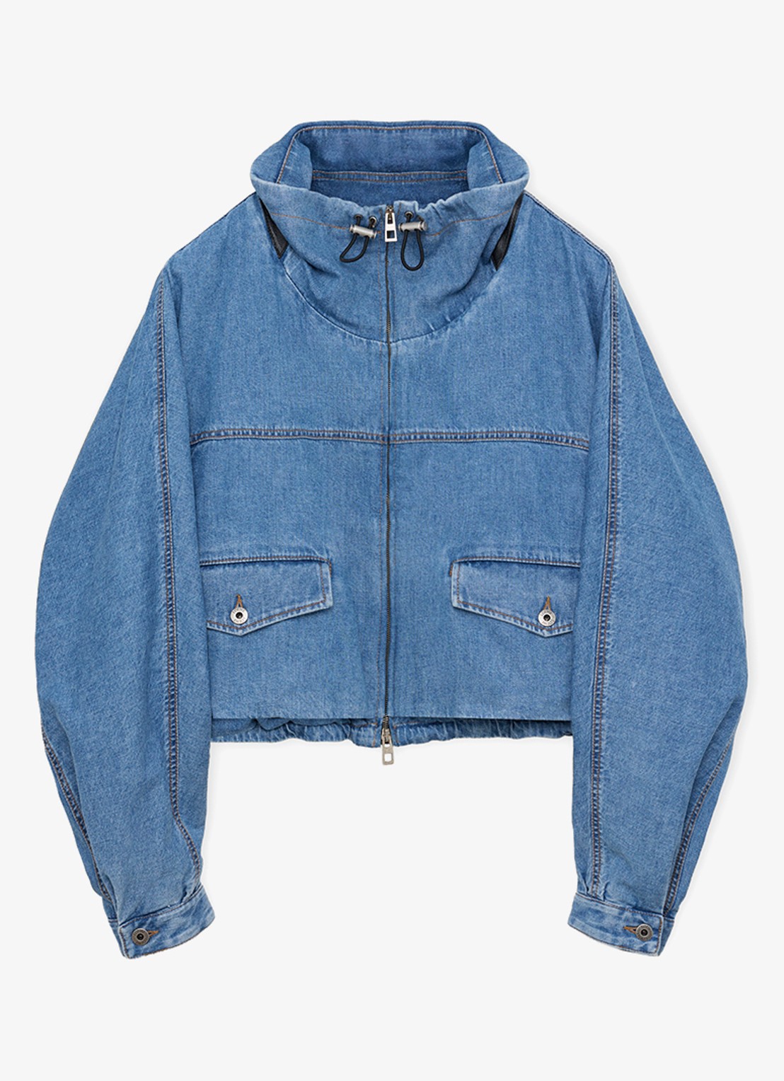 LOEWE Jack van denim met opstaande kraag - voorkant 2 indigo