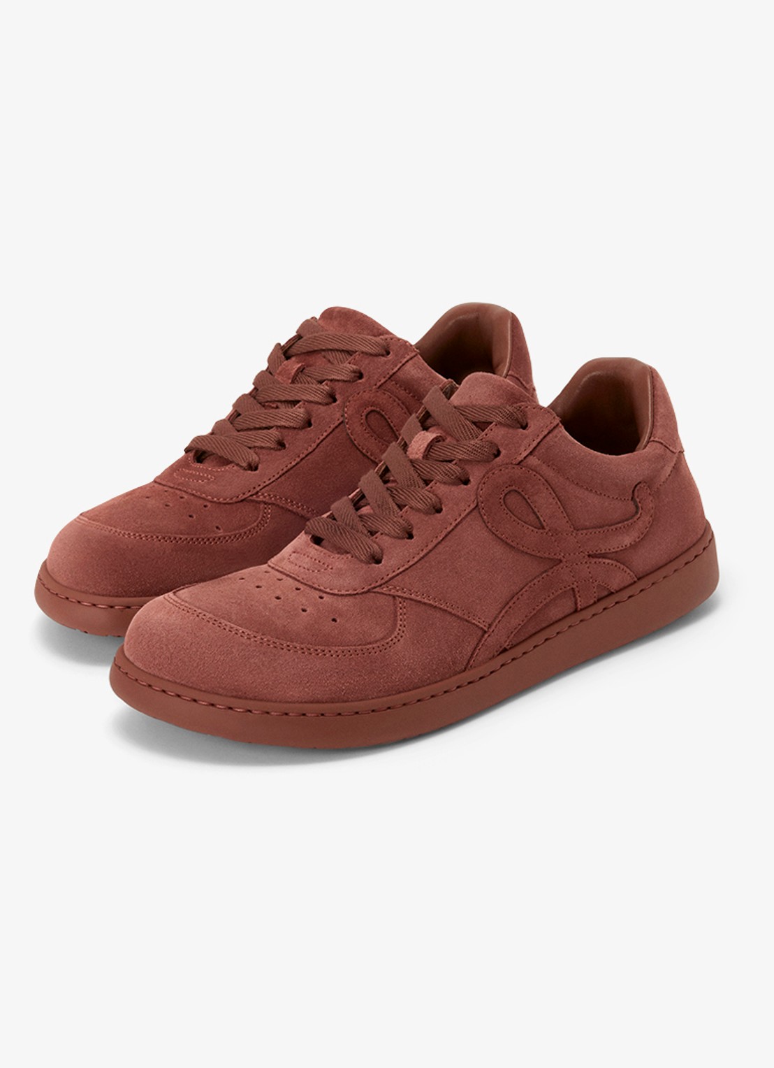 LOEWE Jambo sneaker van kalfssuède - detail roodbruin