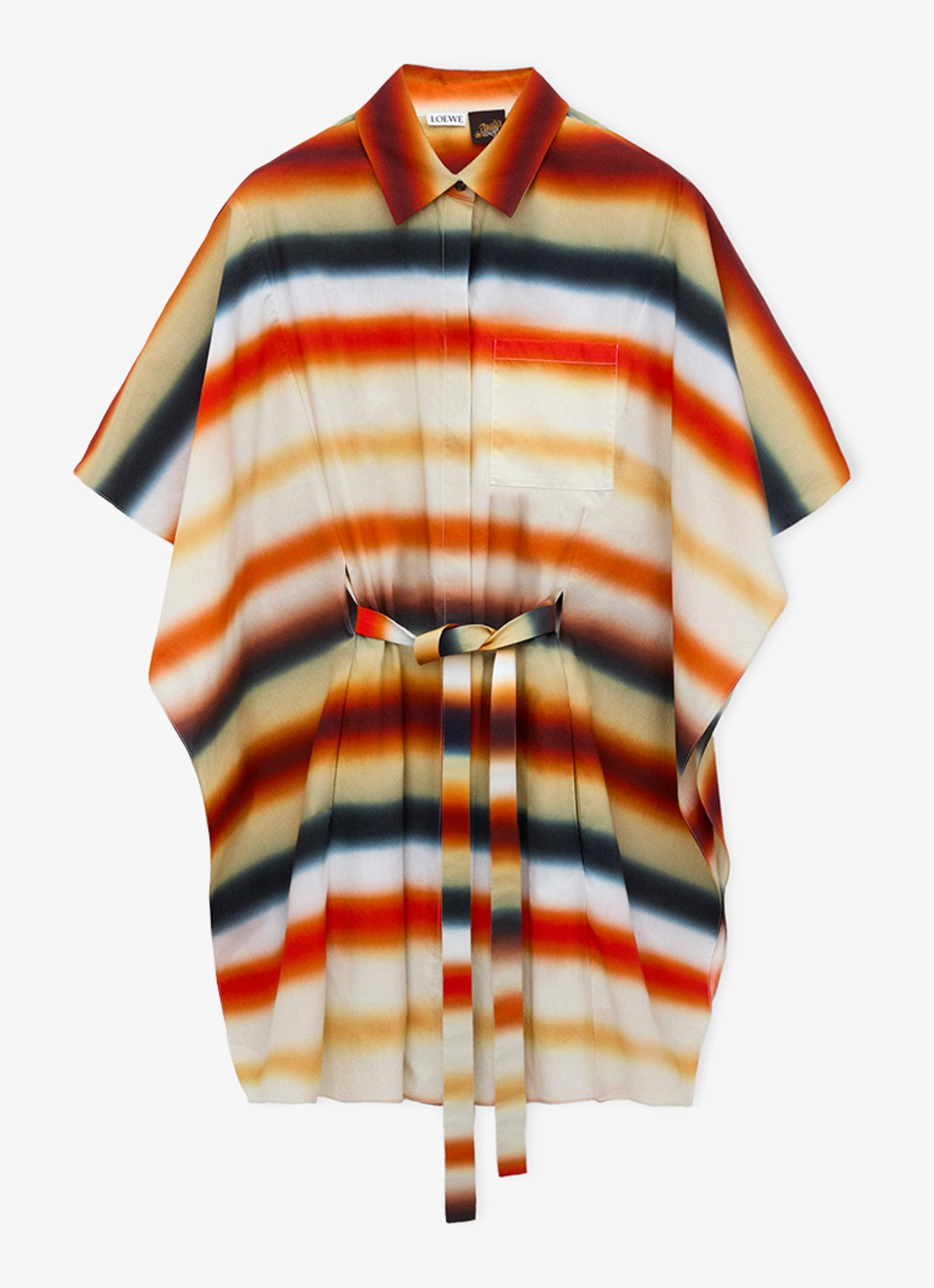 LOEWE Kaftan met streepprint en strikceintuur - voorkant 3 orange