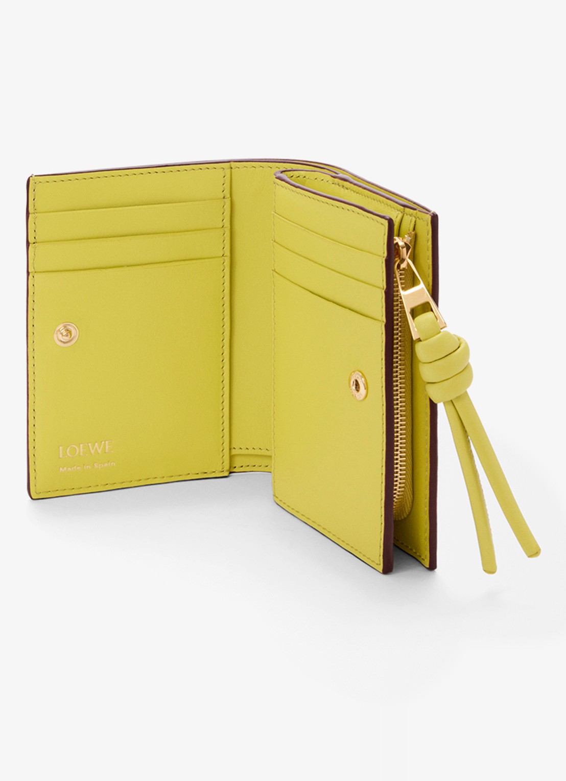 LOEWE Knot Compact portemonnee van kalfsleer - detail 3 bordeauxrood