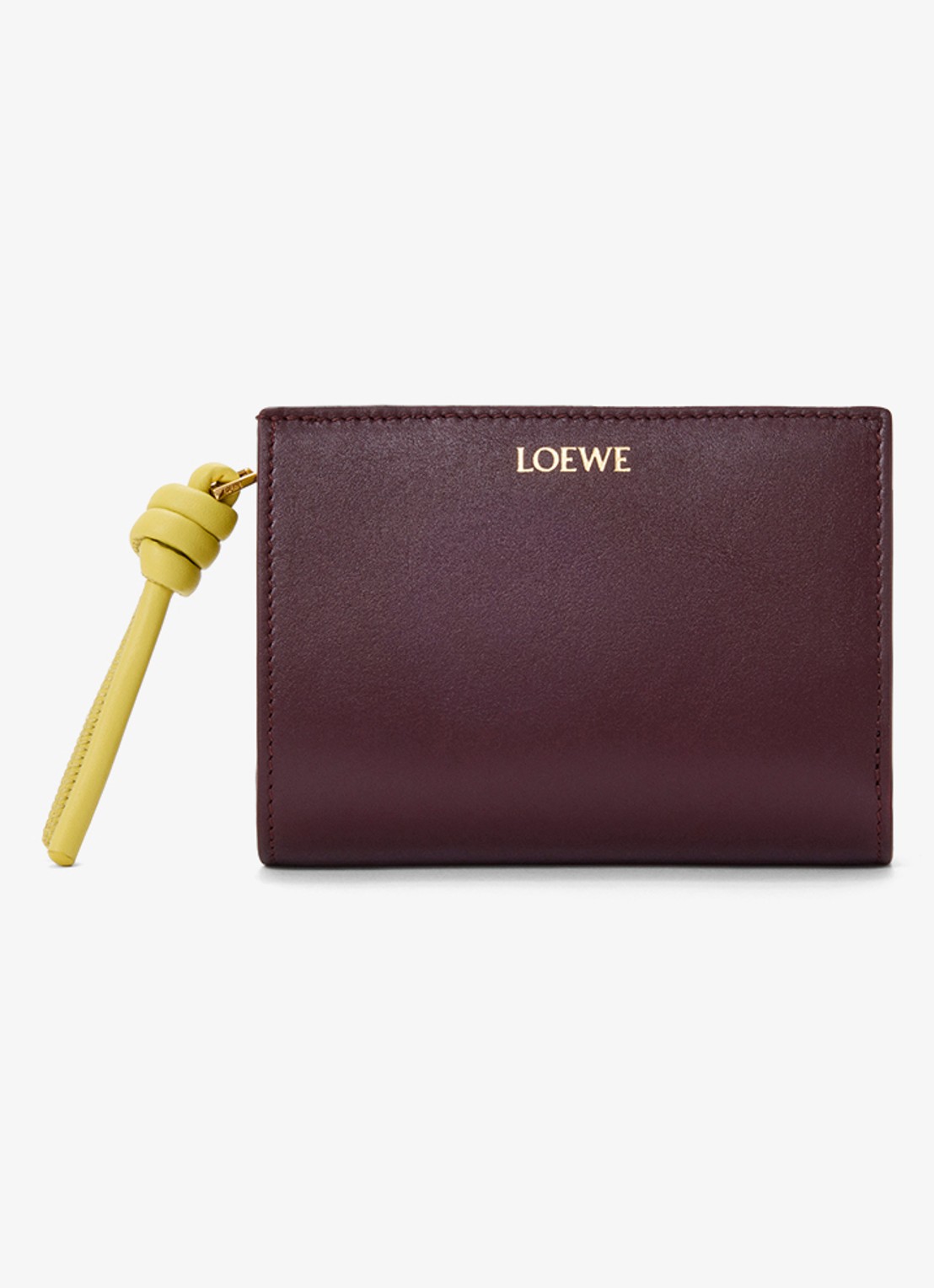 LOEWE Knot Compact portemonnee van kalfsleer - voorkant bordeauxrood