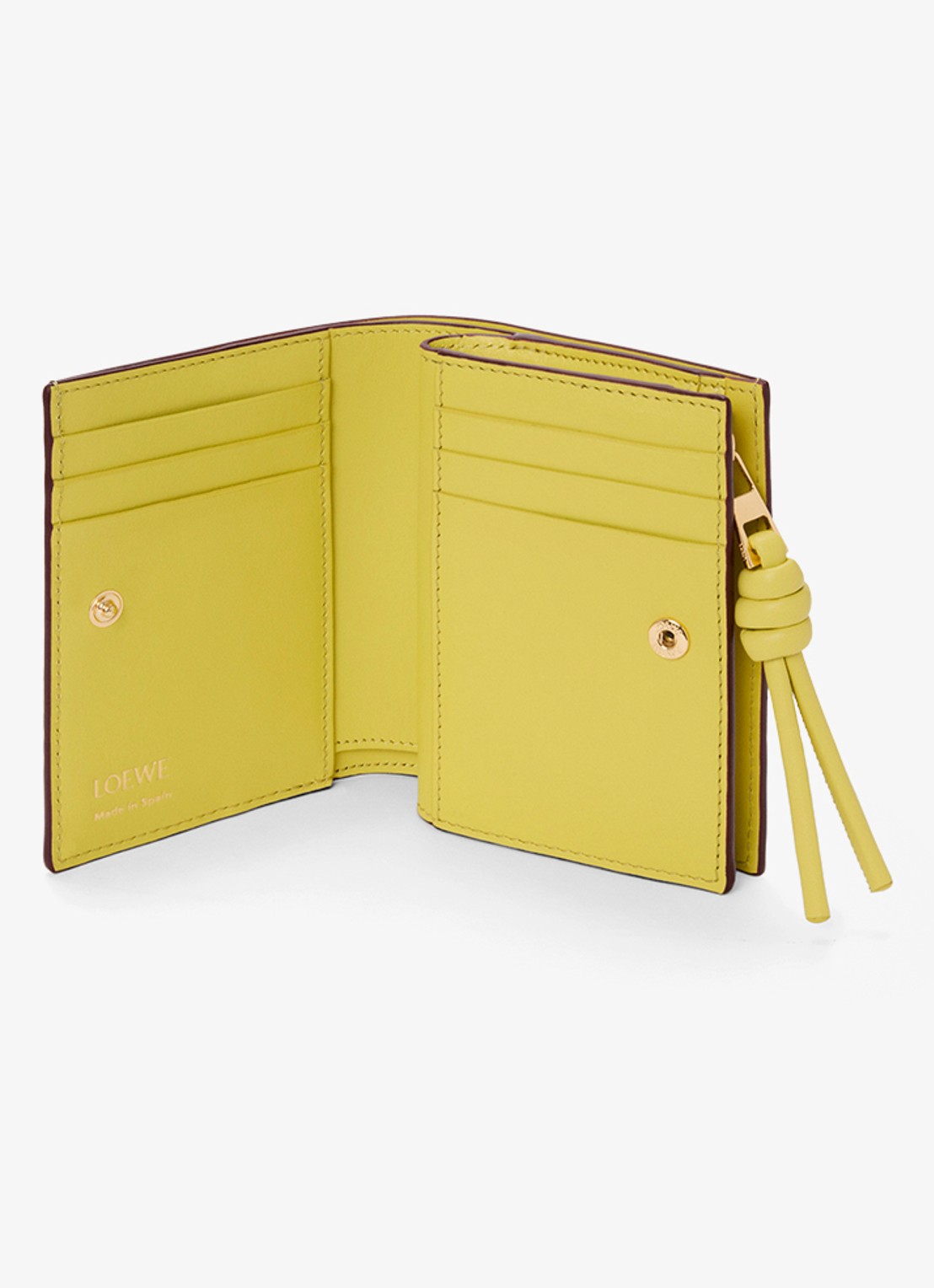 LOEWE Knot Compact portemonnee van kalfsleer - voorkant 2 bordeauxrood