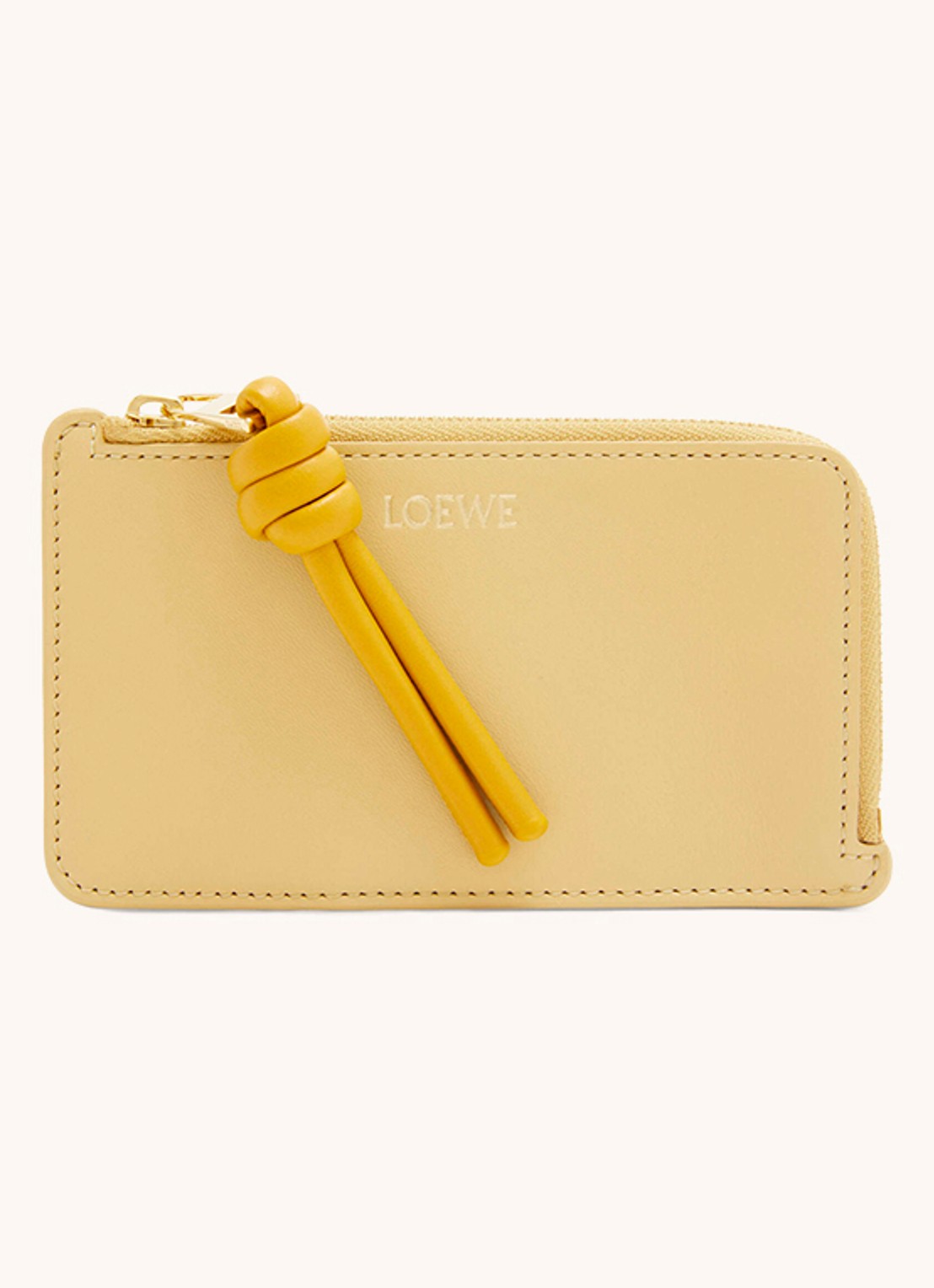 LOEWE Knot pasjeshouder van kalfsleer - voorkant lichtgeel