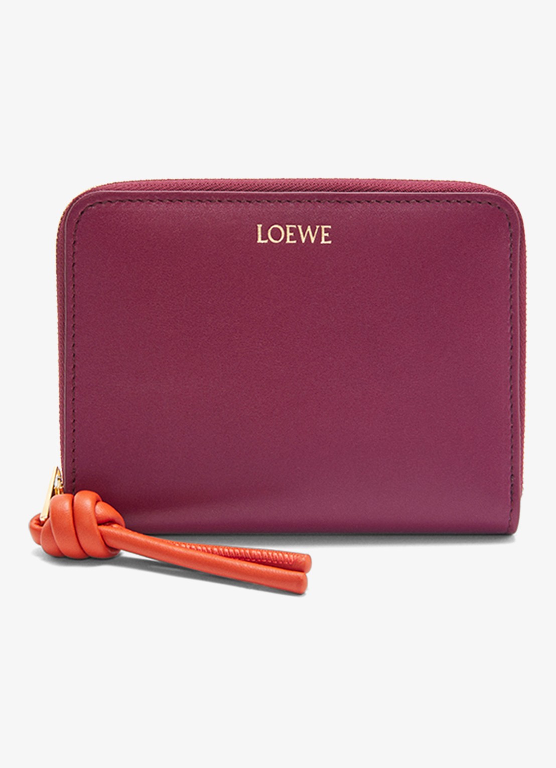 LOEWE Knot portemonnee van kalfsleer - voorkant 3 aubergine