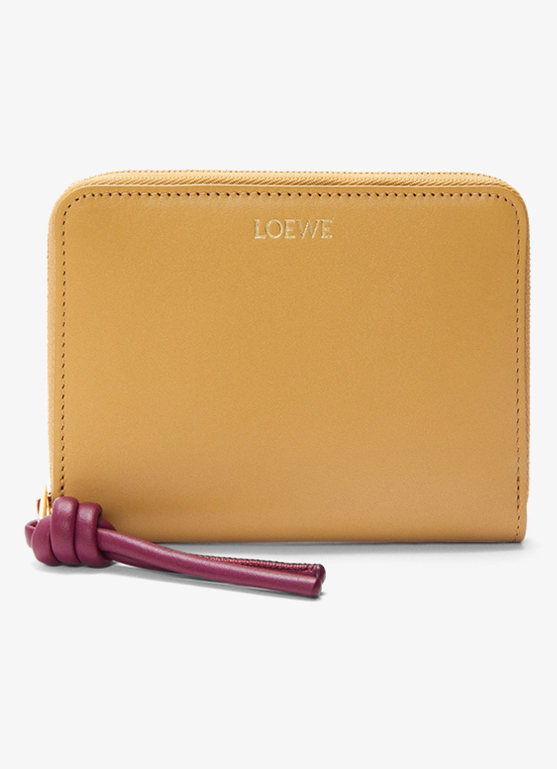 LOEWE Knot portemonnee van kalfsleer - voorkant 2 okergeel