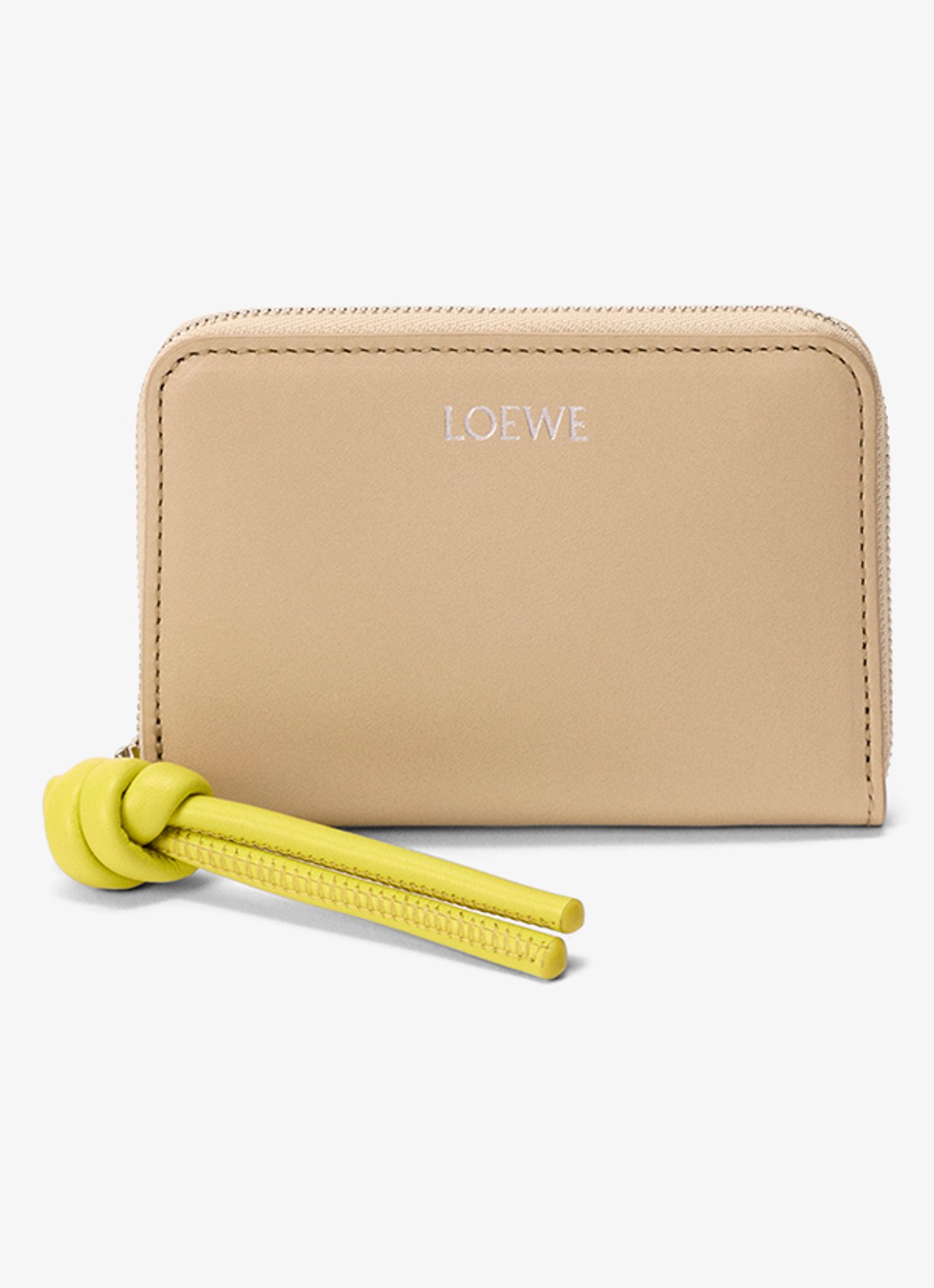 LOEWE Knot portemonnee van kalfsleer - voorkant 3 beige