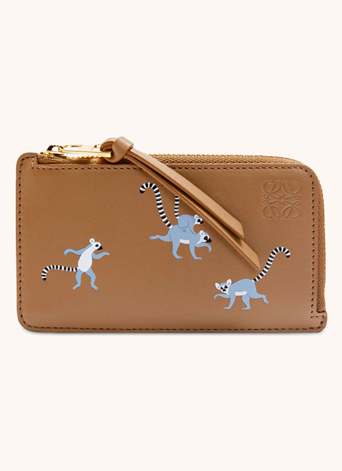 LOEWE Lemurs pasjeshouder van kalfsleer - voorkant 2 camel