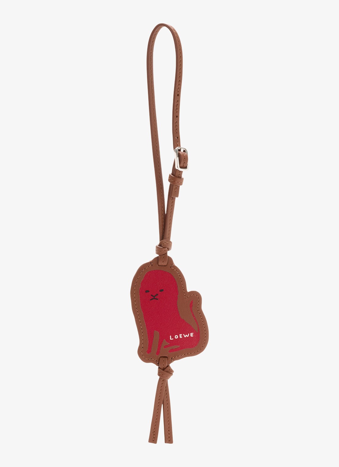 LOEWE Lion tasbedel van kalfsleer - voorkant 2 bruin
