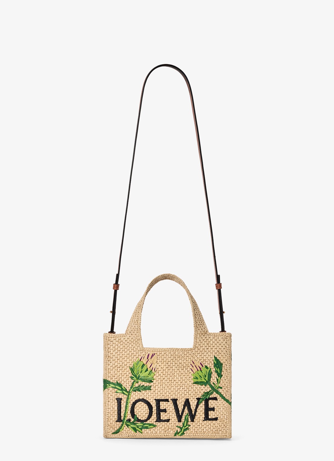 LOEWE Loewe Font Artichoke Small handtas van raffia met logo - detail 4 beige