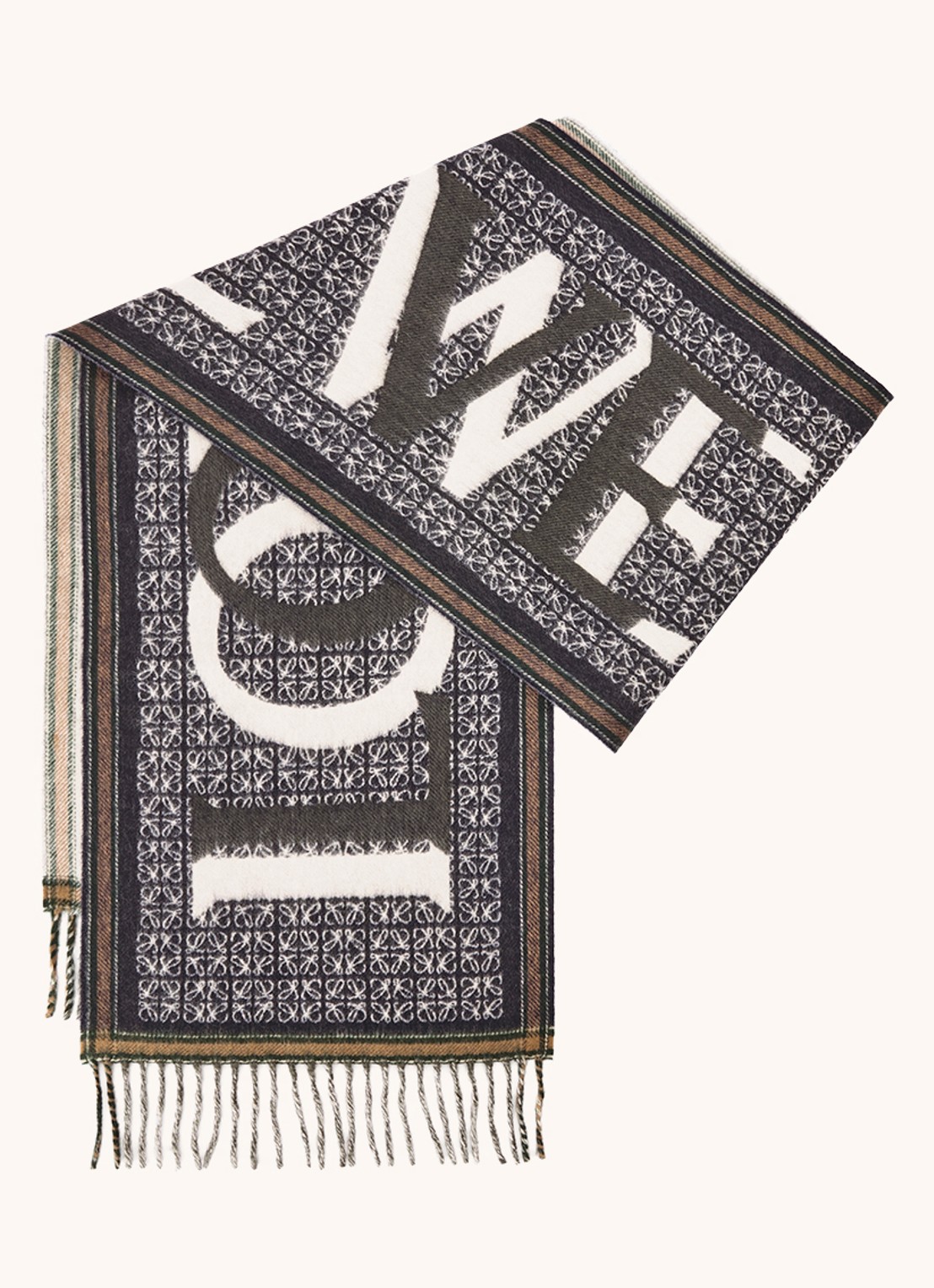 LOEWE Love sjaal in kasjmierblend met logo 180 x 30 cm - achterkant donkerblauw