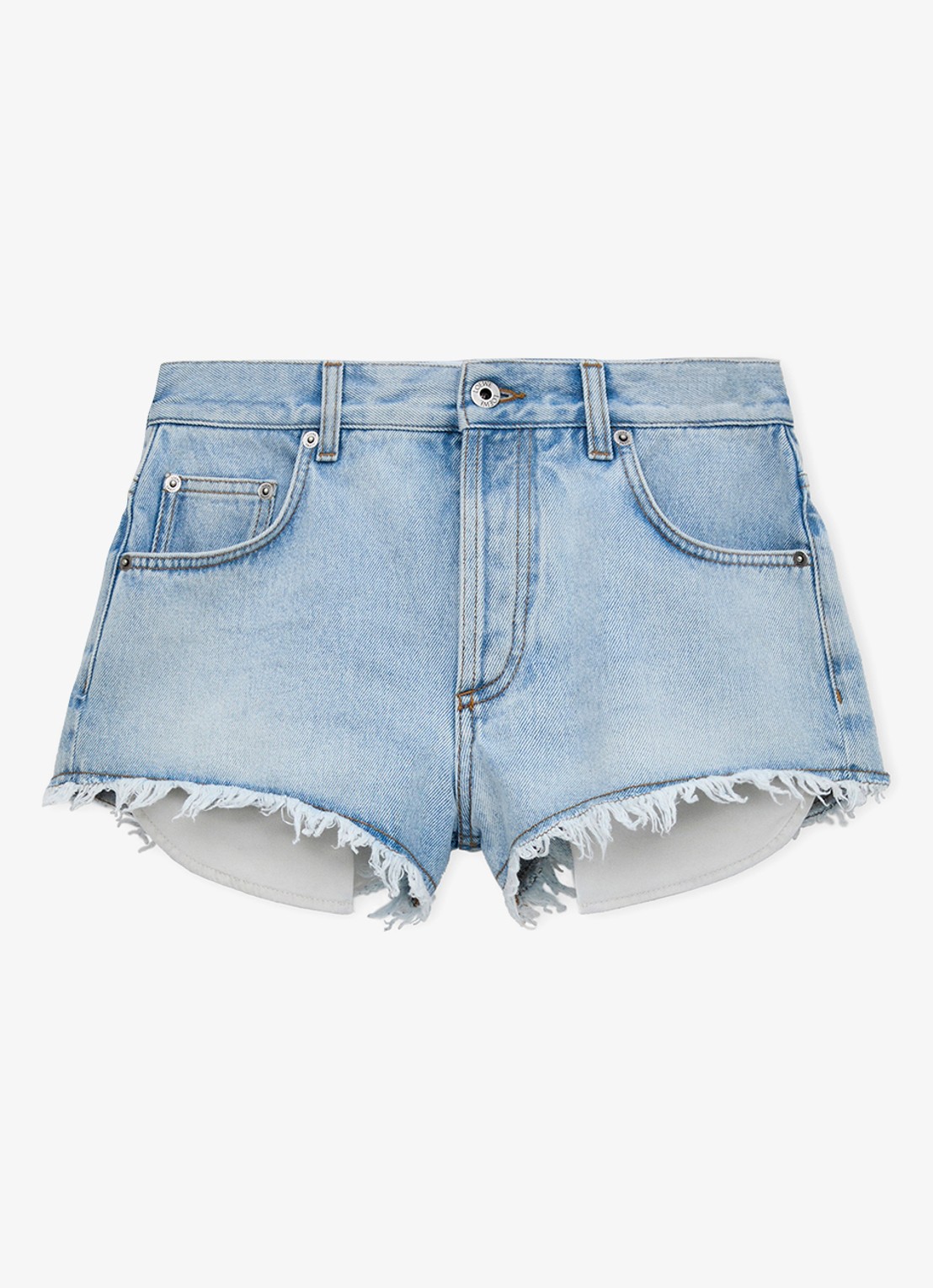 LOEWE Mid waist regular fit korte broek van denim met logoborduring - voorkant indigo