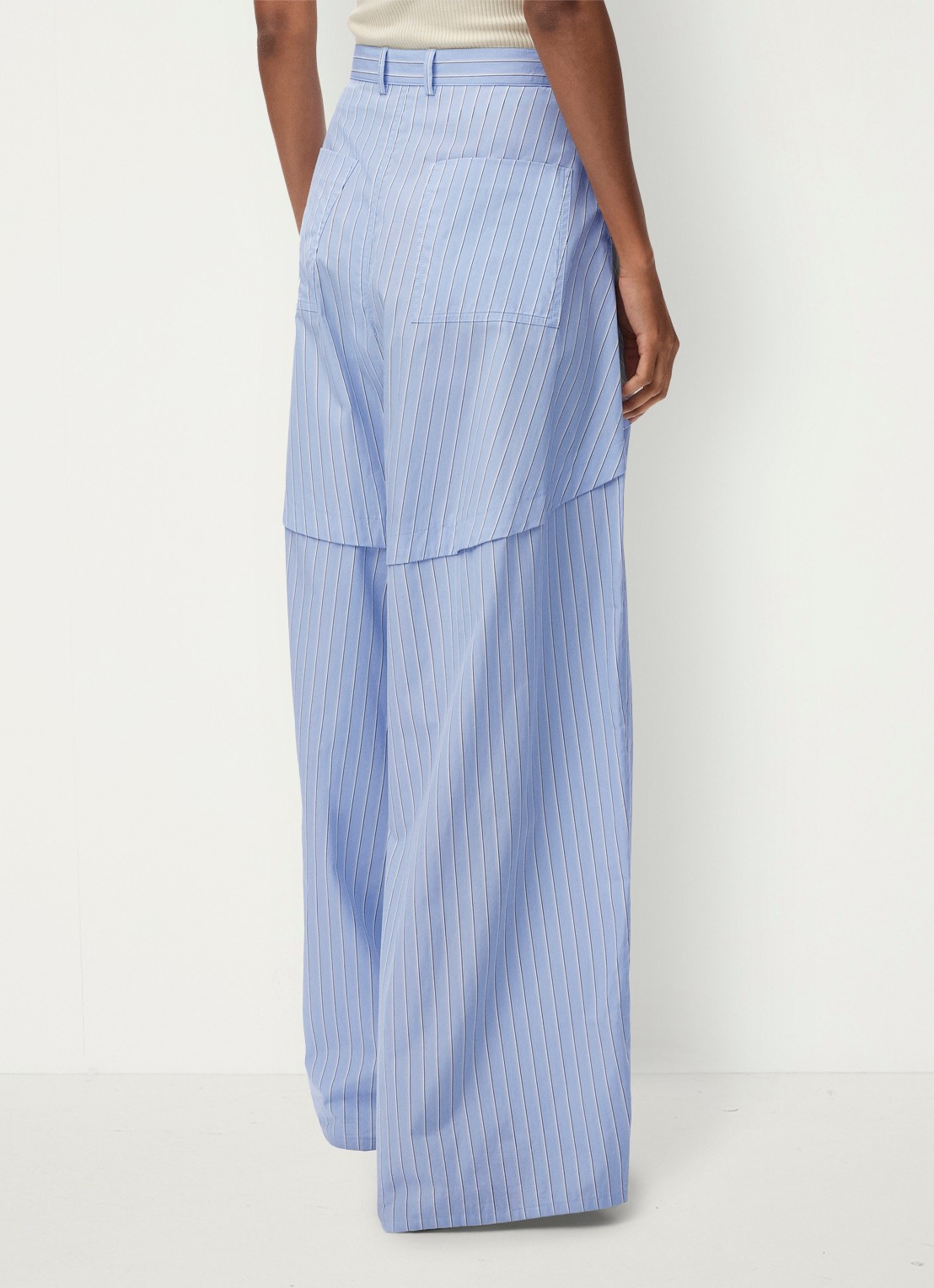 LOEWE Mid waist wide fit pantalon met streepprint - achterkant 3 blauw