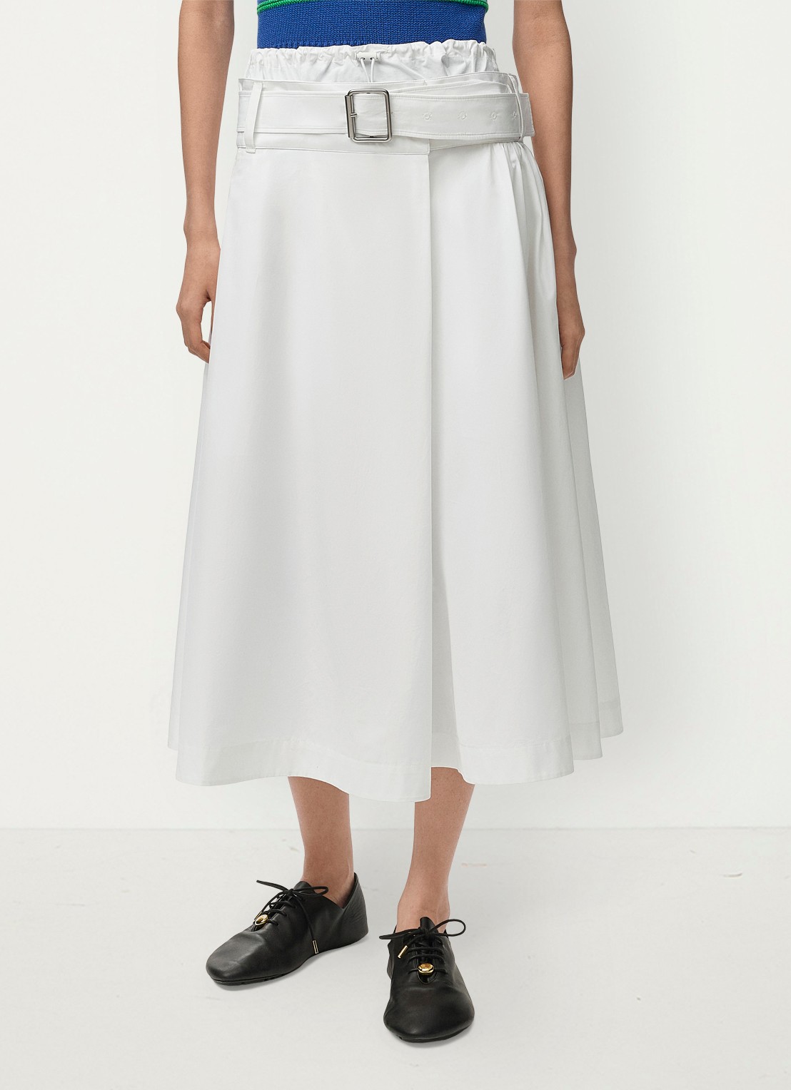 LOEWE Midi A-lijn rok met ceintuur en steekzakken - detail 3 wit