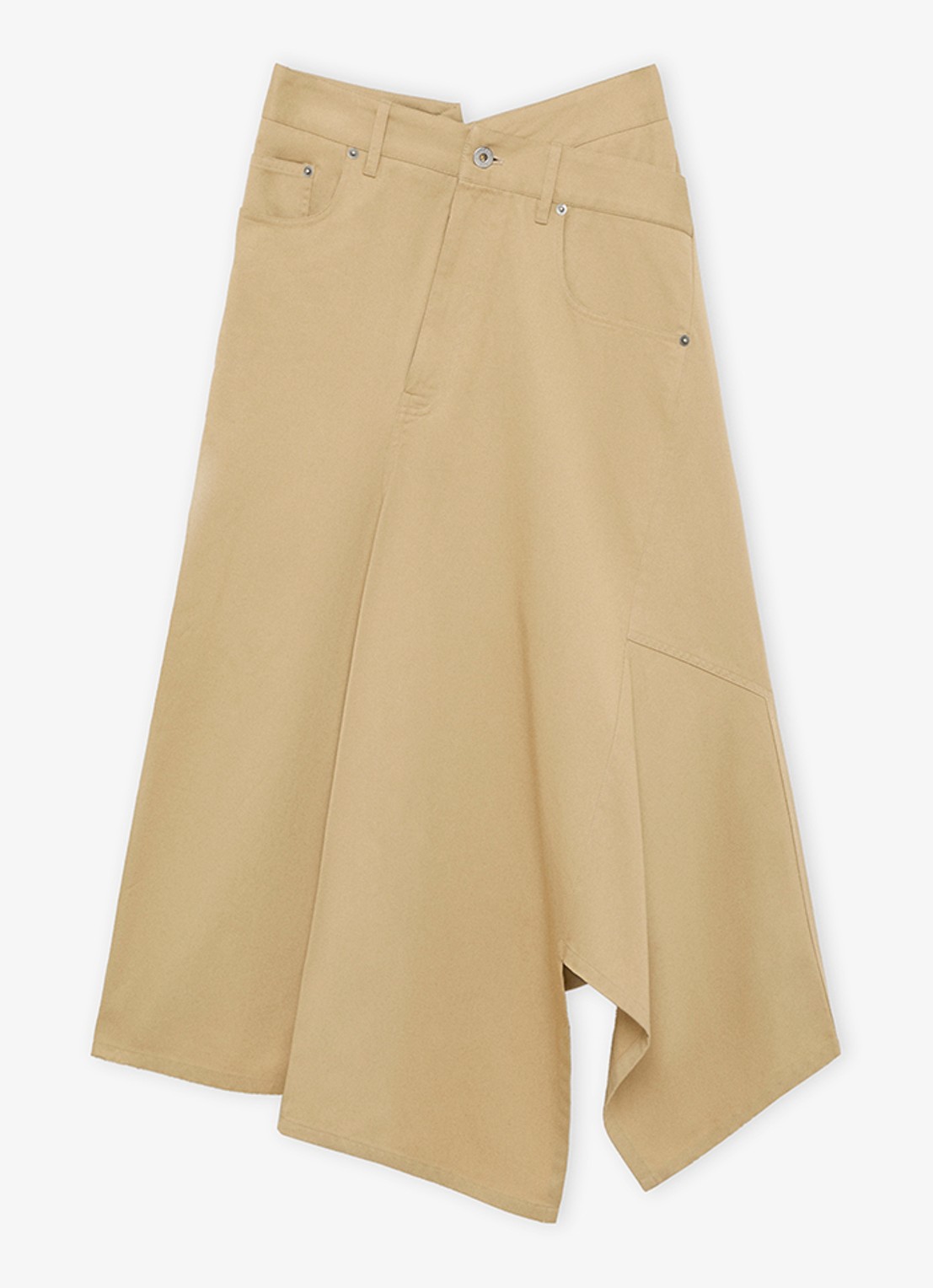 LOEWE Midi rok met asymmetrisch detail - voorkant beige