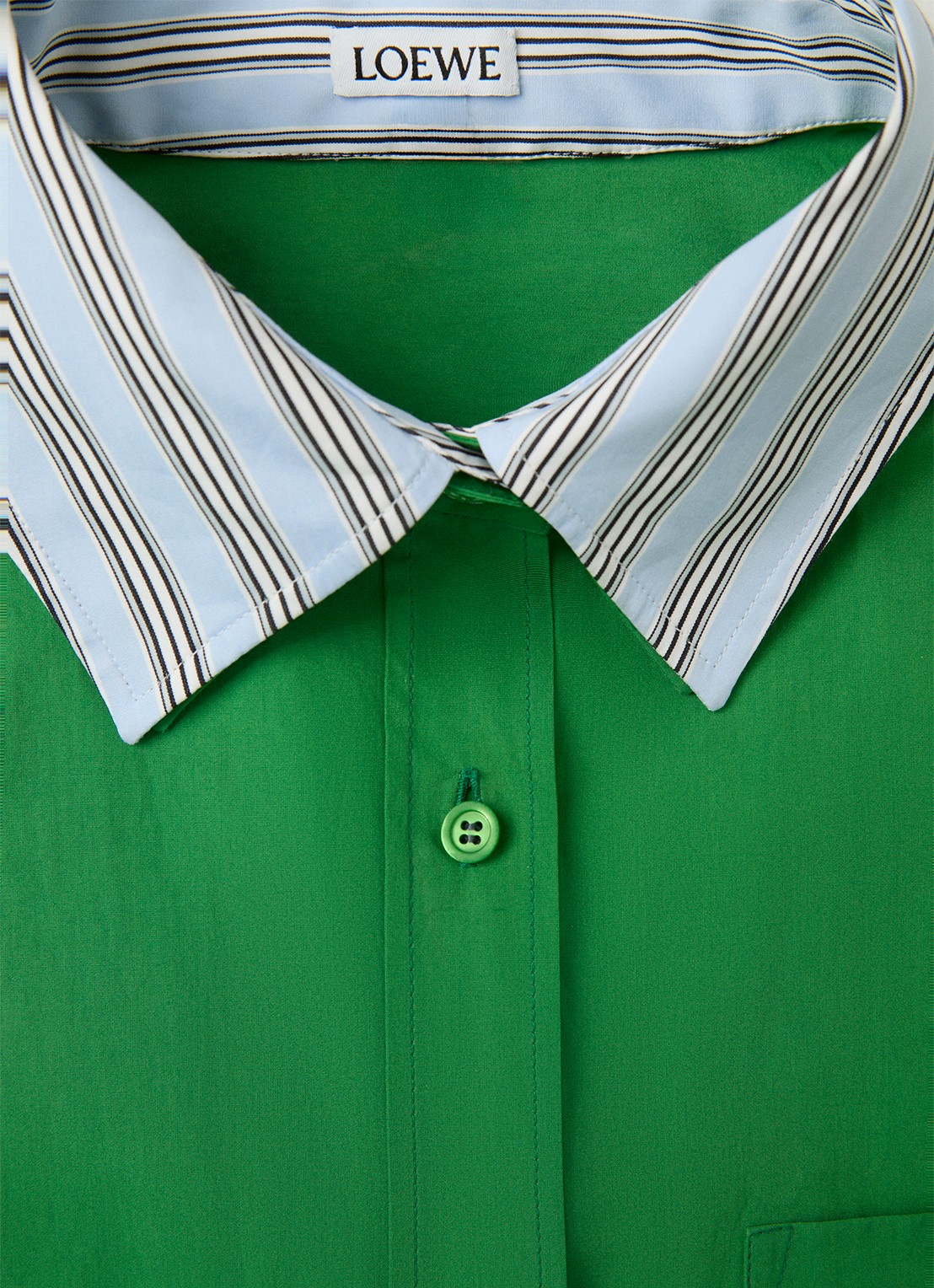 LOEWE Mini blousejurk met streepprint - detail 4 groen