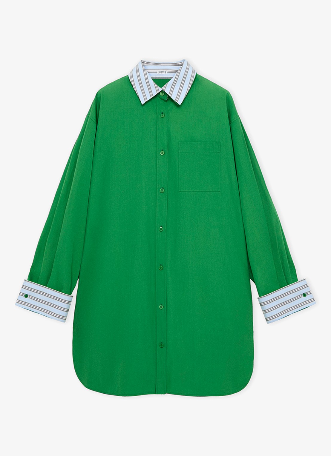 LOEWE Mini blousejurk met streepprint - voorkant groen