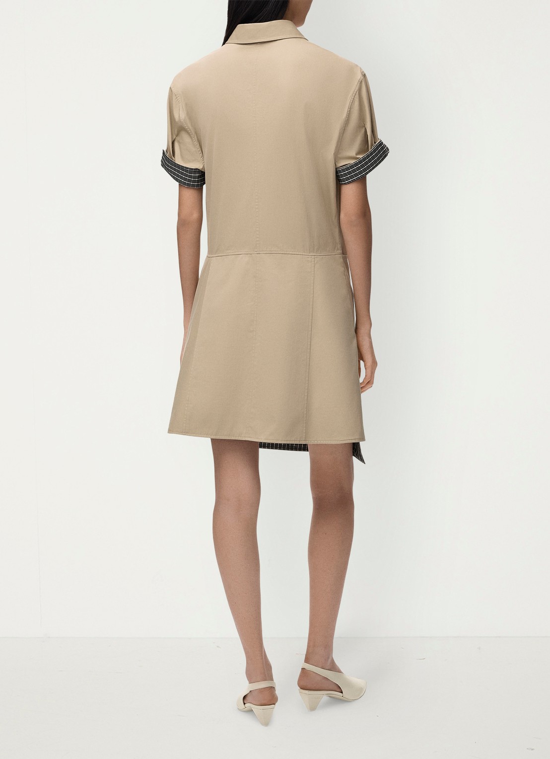 LOEWE Mini jurk in zijdeblend met omslag - achterkant 6 beige