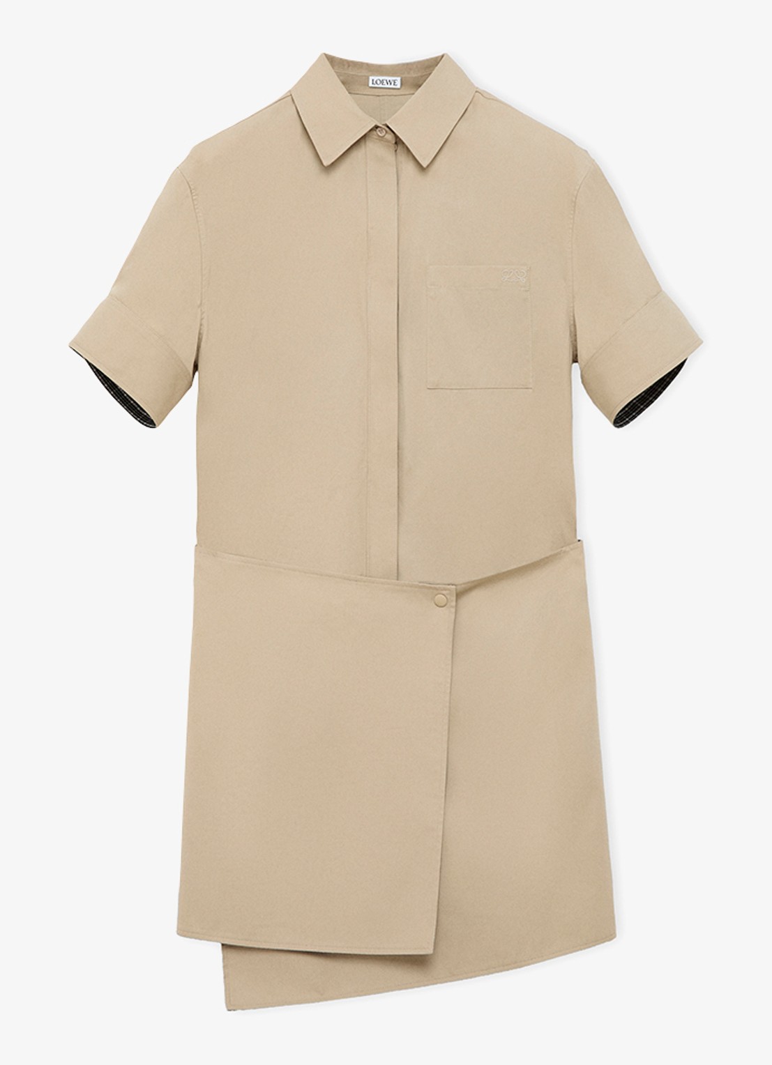 LOEWE Mini jurk in zijdeblend met omslag - voorkant 4 beige