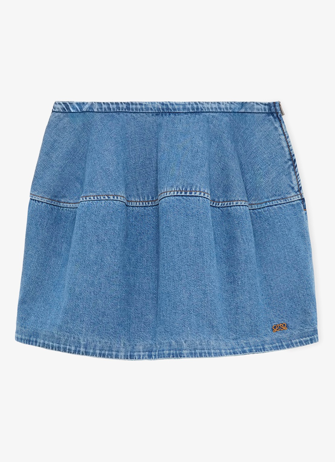 LOEWE Mini spijkerrok met logoborduring - voorkant 4 indigo