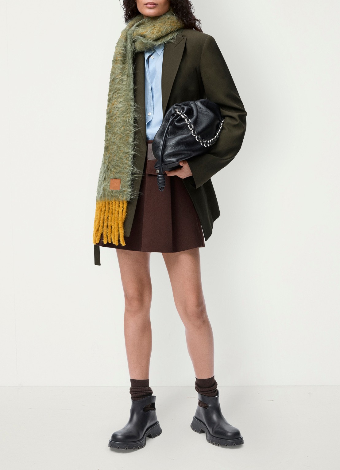 LOEWE Minirok in wolblend - voorkant 3 donkerbruin