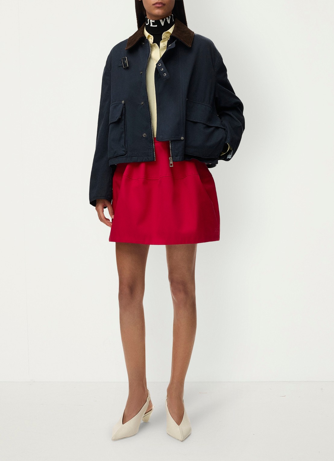 LOEWE Minirok in zijdeblend - voorkant 4 rood